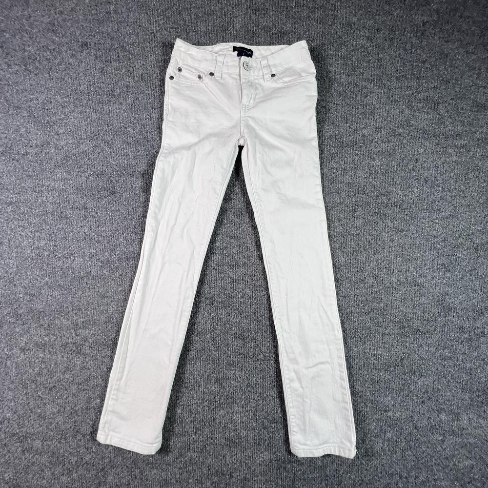 Ralph Lauren Kids Girls 7 White Skinny Jeans Cotton Denim Stretch Workwear